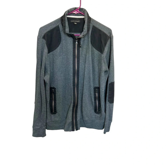 Banana Republic Men’s Full Zip Track Jacket in Grey/Black Size L - Picture 1 of 8
